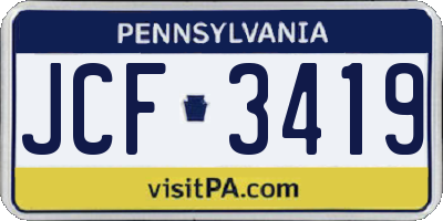 PA license plate JCF3419