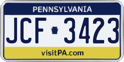 PA license plate JCF3423