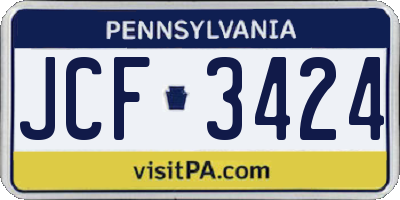 PA license plate JCF3424