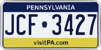PA license plate JCF3427