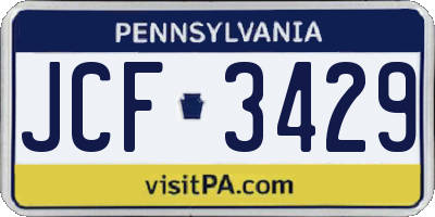 PA license plate JCF3429