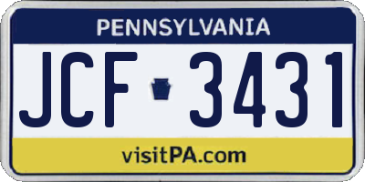 PA license plate JCF3431