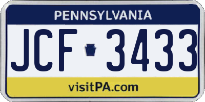 PA license plate JCF3433