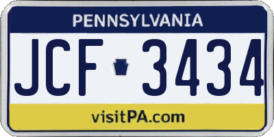 PA license plate JCF3434