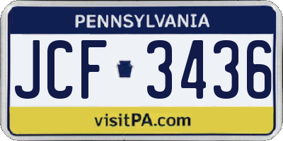 PA license plate JCF3436