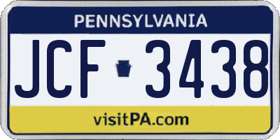 PA license plate JCF3438