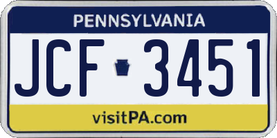 PA license plate JCF3451