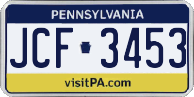 PA license plate JCF3453