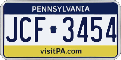 PA license plate JCF3454