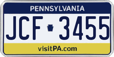 PA license plate JCF3455