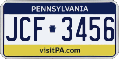 PA license plate JCF3456