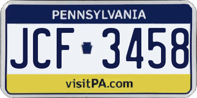 PA license plate JCF3458