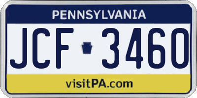 PA license plate JCF3460