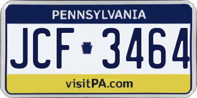 PA license plate JCF3464