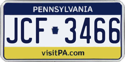 PA license plate JCF3466