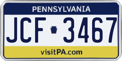 PA license plate JCF3467