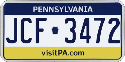 PA license plate JCF3472