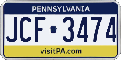 PA license plate JCF3474