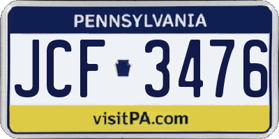 PA license plate JCF3476