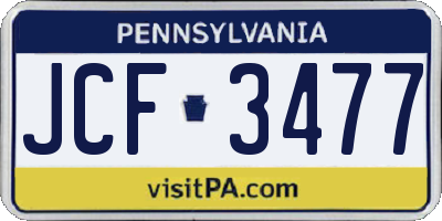 PA license plate JCF3477