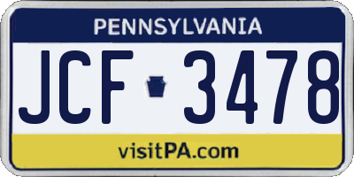PA license plate JCF3478