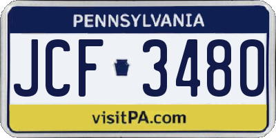 PA license plate JCF3480
