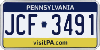 PA license plate JCF3491