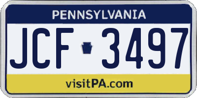 PA license plate JCF3497