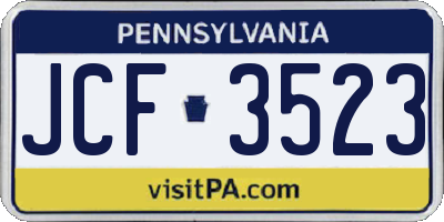 PA license plate JCF3523