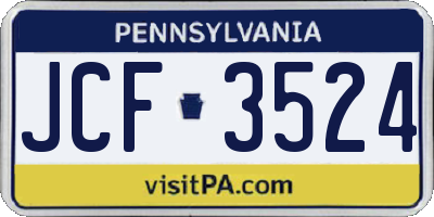 PA license plate JCF3524