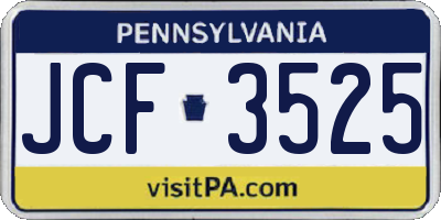 PA license plate JCF3525