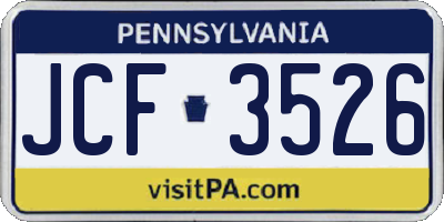 PA license plate JCF3526
