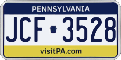 PA license plate JCF3528
