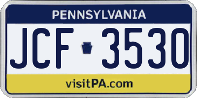 PA license plate JCF3530