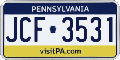 PA license plate JCF3531