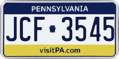 PA license plate JCF3545