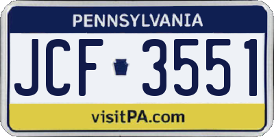 PA license plate JCF3551