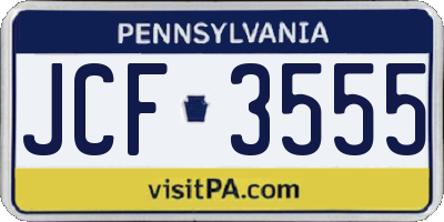 PA license plate JCF3555