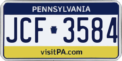 PA license plate JCF3584