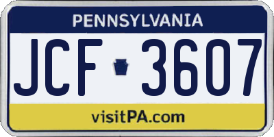 PA license plate JCF3607
