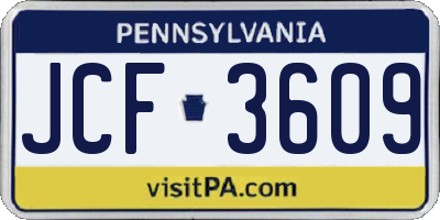 PA license plate JCF3609