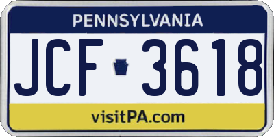 PA license plate JCF3618