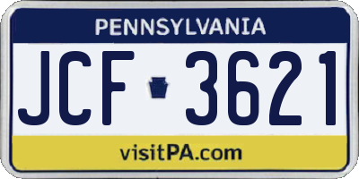 PA license plate JCF3621