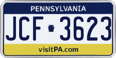 PA license plate JCF3623