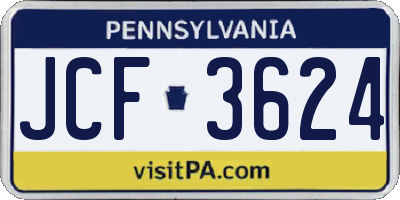 PA license plate JCF3624