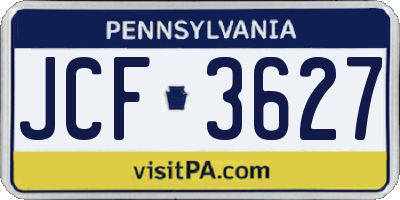 PA license plate JCF3627