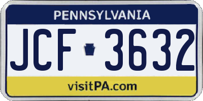 PA license plate JCF3632