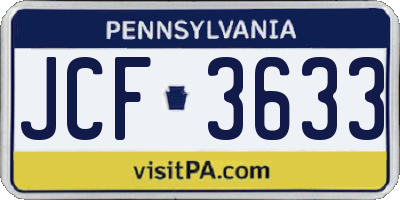 PA license plate JCF3633
