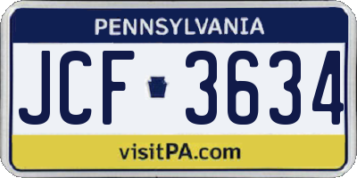 PA license plate JCF3634