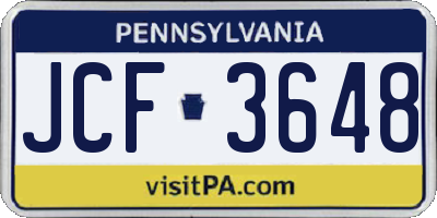 PA license plate JCF3648